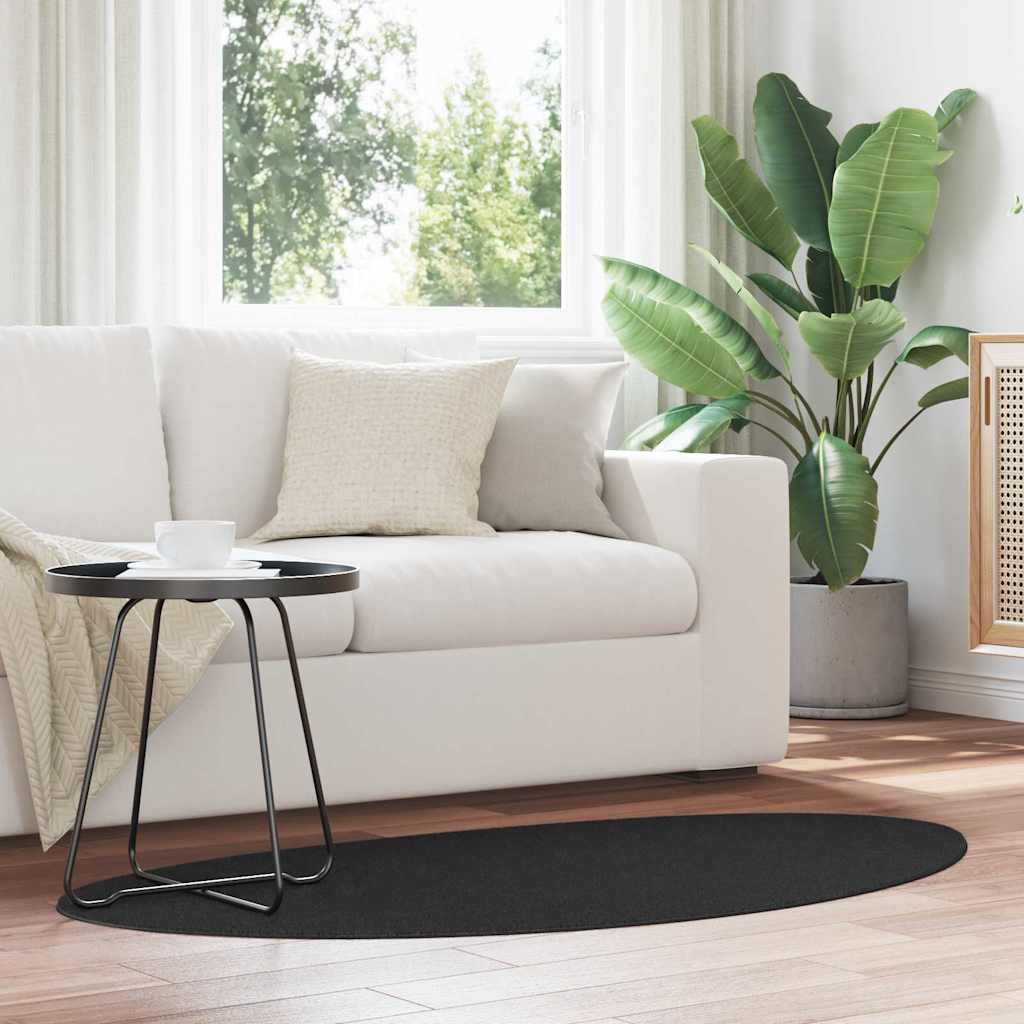 Carpet HUARTE Black 80 x 150 cm Polyester