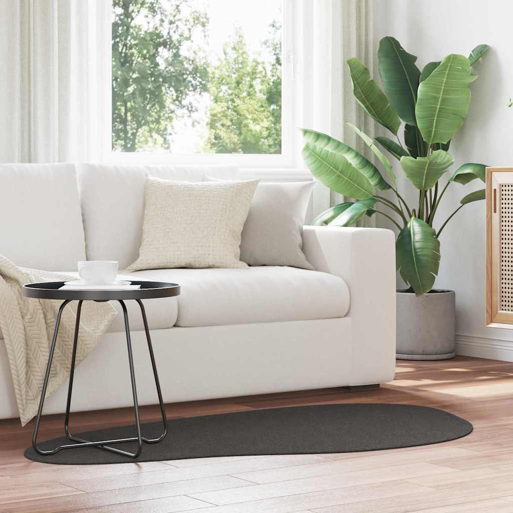Area Rugs HUARTE Anthracite 80 x 150 cm Polyester