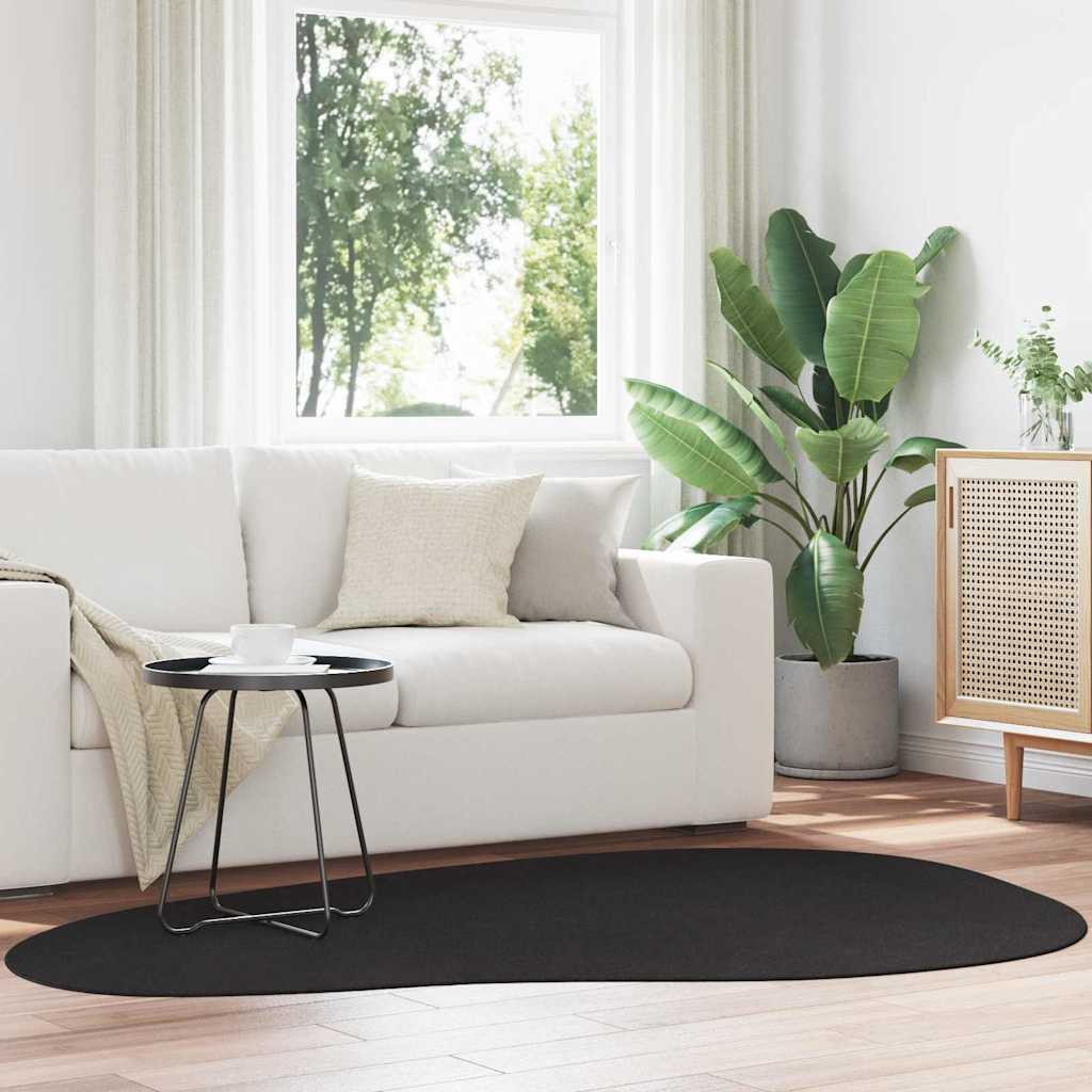 Area Rugs HUARTE Black 140 x 200 cm Polyester
