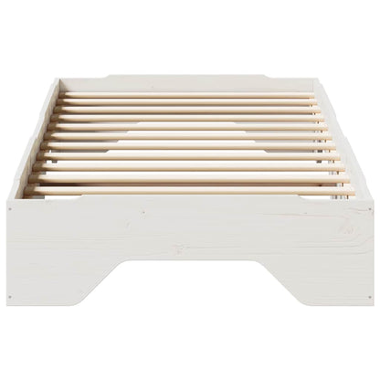 Bed Frame | White | Solid pine wood, Plywood slats | Single |  Stackable