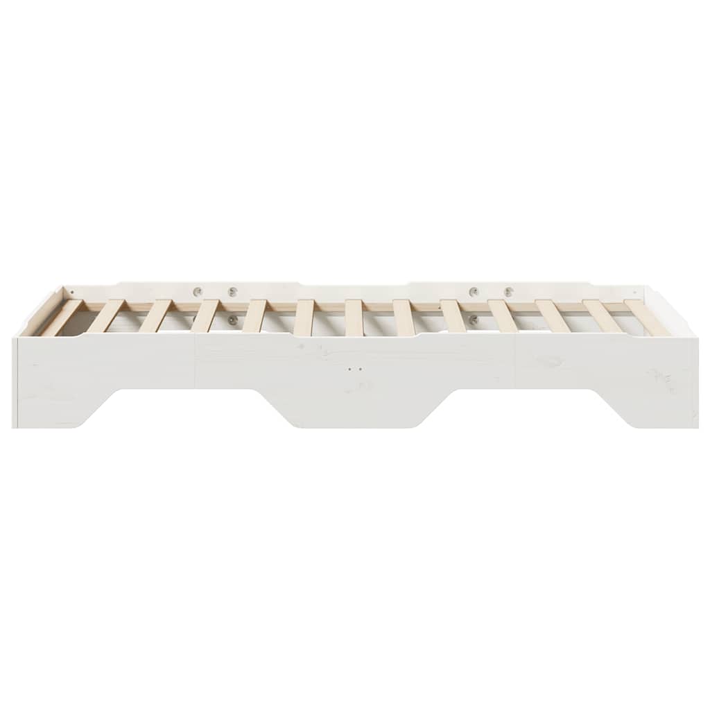 Bed Frame | White | Solid pine wood, Plywood slats | Single |  Stackable