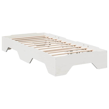 Bed Frame | White | Solid pine wood, Plywood slats | Single |  Stackable