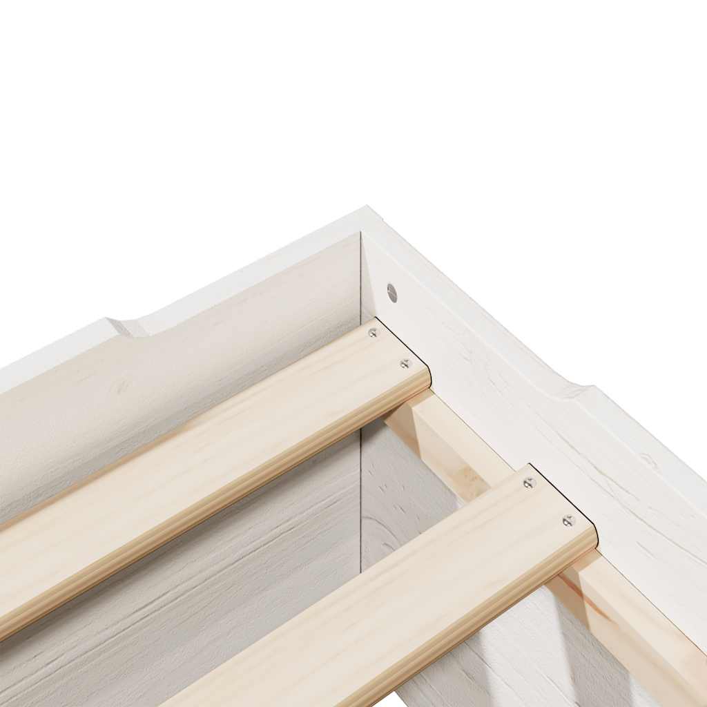 Bed Frame No Mattress Stackable White 90x190 cm Single Solid Wood