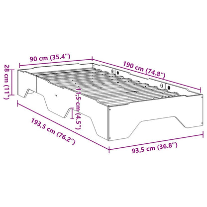 Bed Frame | White | Solid pine wood, Plywood slats | Single |  Stackable