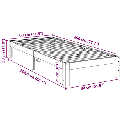 Bed Frame without Mattress White 80x200 cm Solid Wood Pine