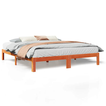 Bed Frame without Mattress Wax Brown 160x200 cm Solid Wood Pine