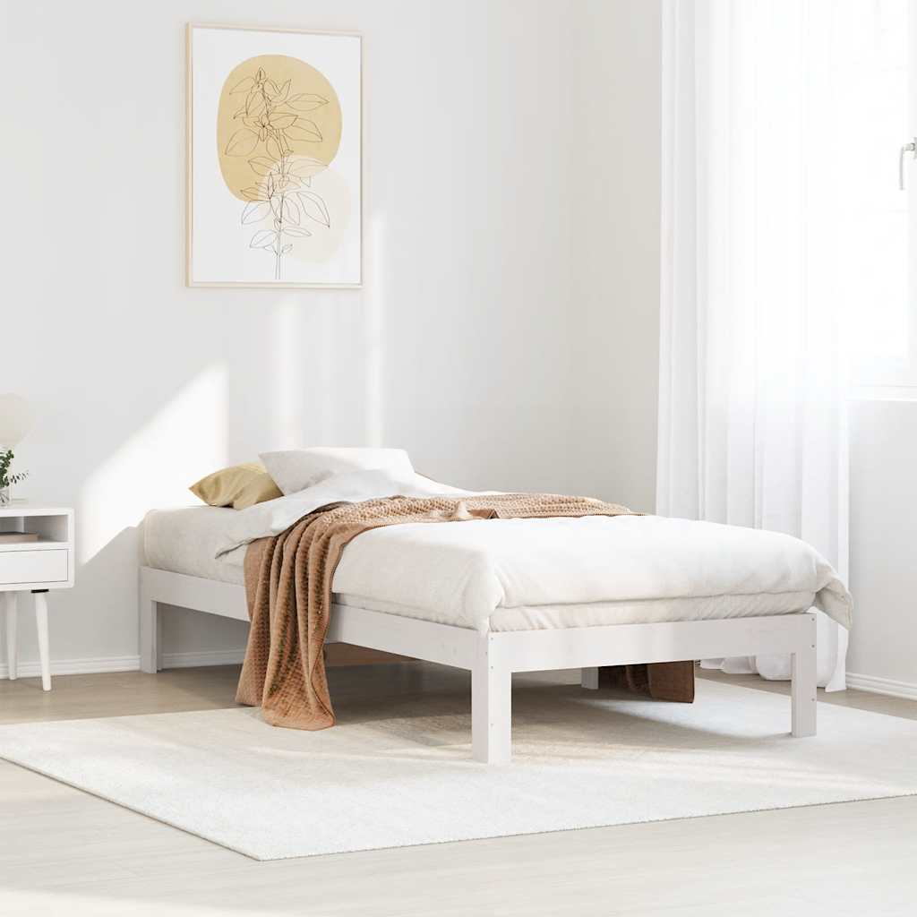 Bed Frame without Mattress White 90x200 cm Solid Wood Pine