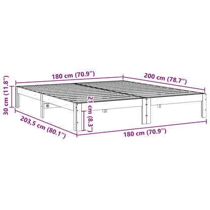 Bed Frame without Mattress 180x200 cm Super King Solid Wood Pine