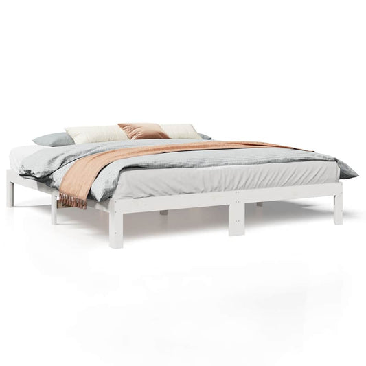 Bed Frame without Mattress White 180x200 cm Super King Solid Wood Pine