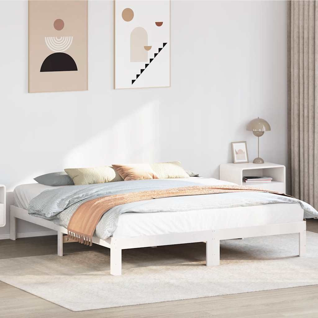 Bed Frame without Mattress White 180x200 cm Super King Solid Wood Pine