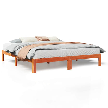 Bed Frame without Mattress Wax Brown 180x200 cm Super King Solid Wood Pine