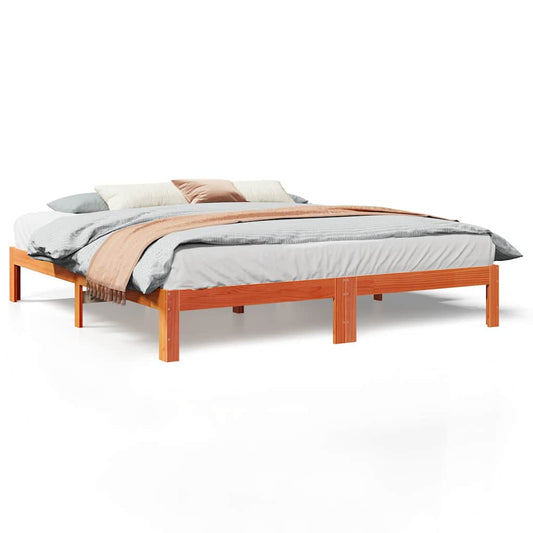 Bed Frame without Mattress Wax Brown 180x200 cm Super King Solid Wood Pine