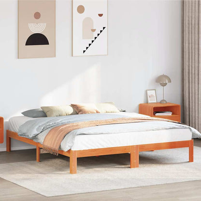 Bed Frame without Mattress Wax Brown 180x200 cm Super King Solid Wood Pine