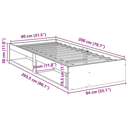 Day Bed without Mattress 80x200 cm Solid Wood Pine