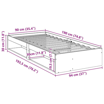 Day Bed without Mattress 90x190 cm Solid Wood Pine