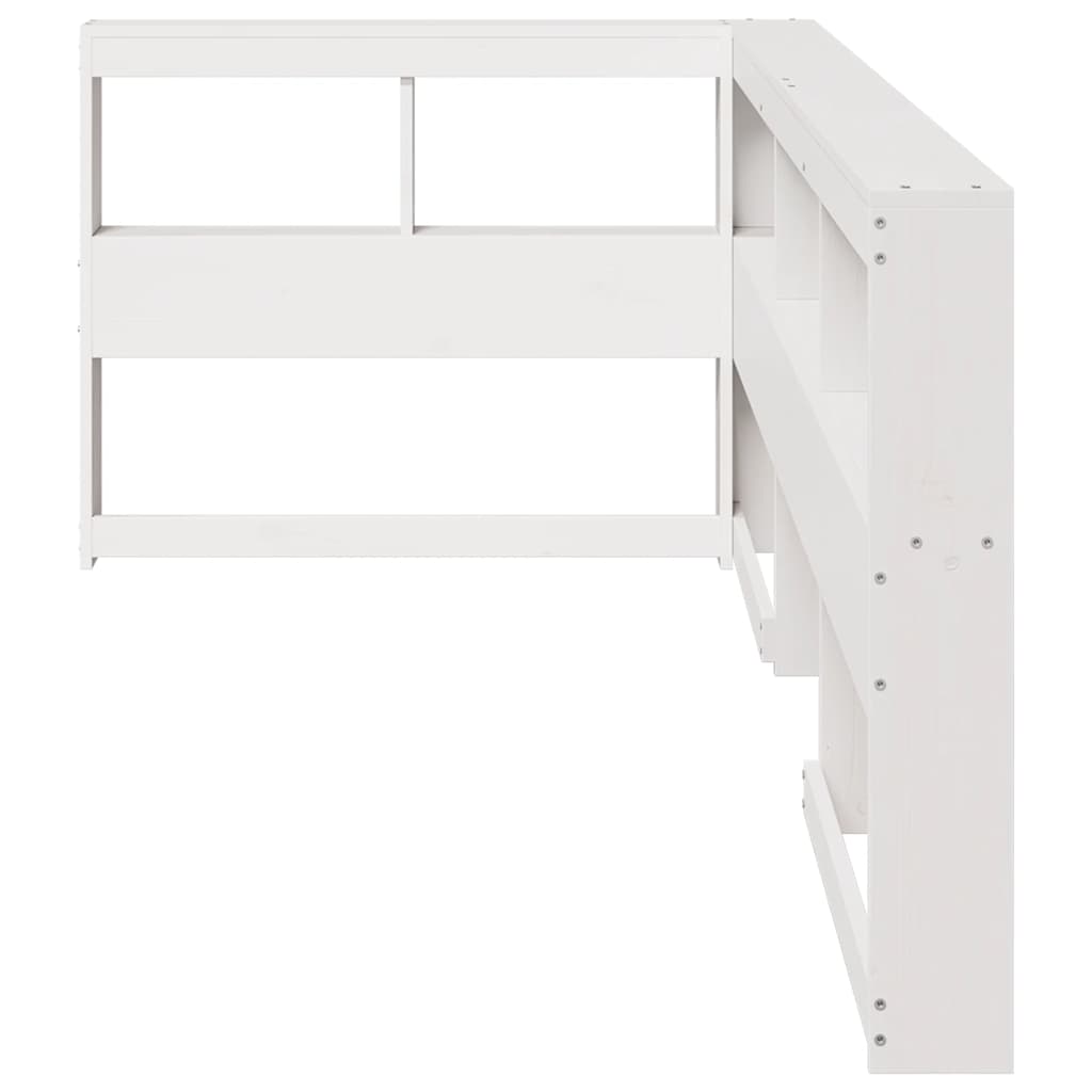 Bookcase Headboard L-Shaped White 80 cm Solid Wood Pine