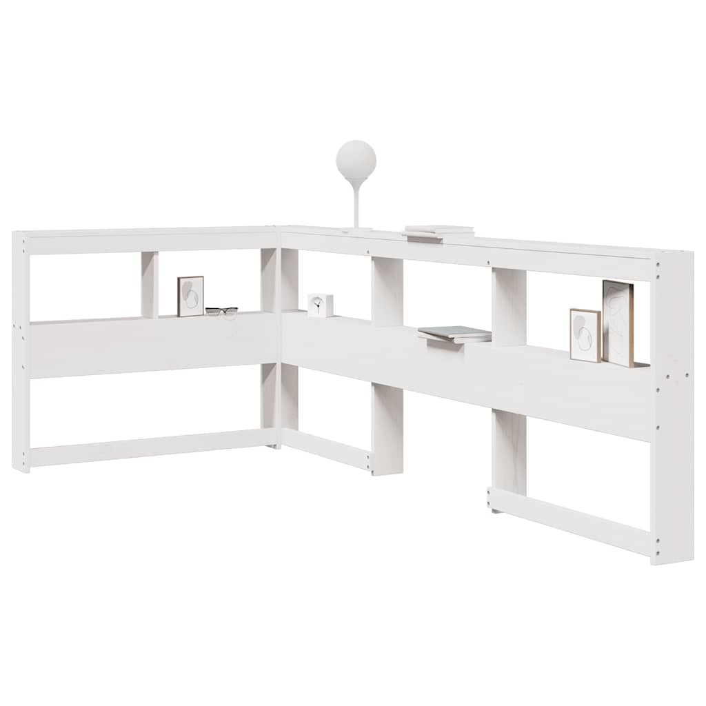 Bookcase Headboard L-Shaped White 80 cm Solid Wood Pine