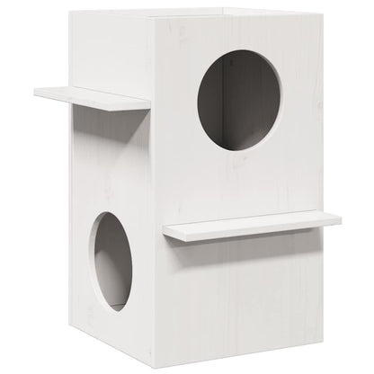 Cat House White 43x43x60 cm Solid Wood Pine
