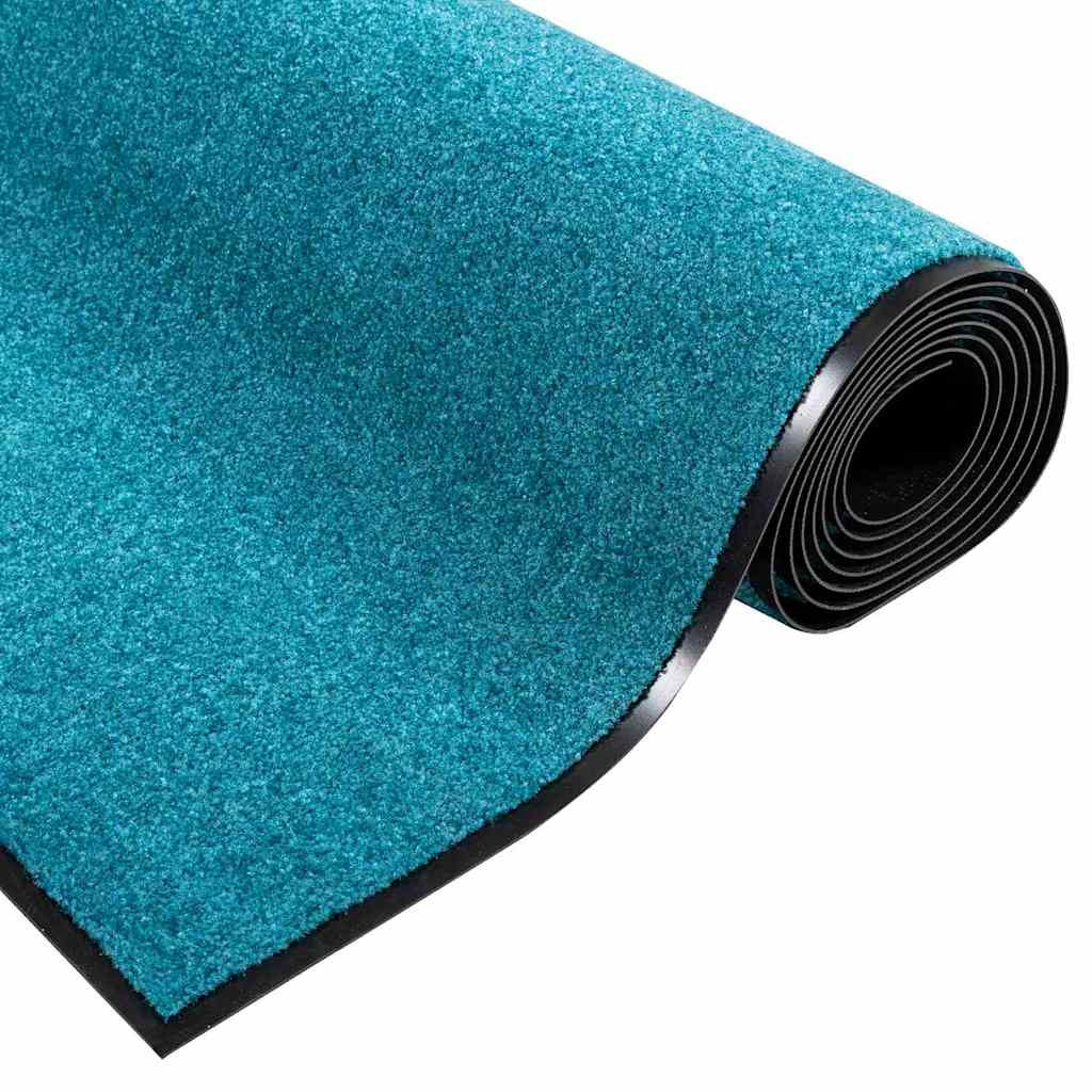 Doormat Other Cyan and Black 120 x 250 cm Polyamide and PVC
