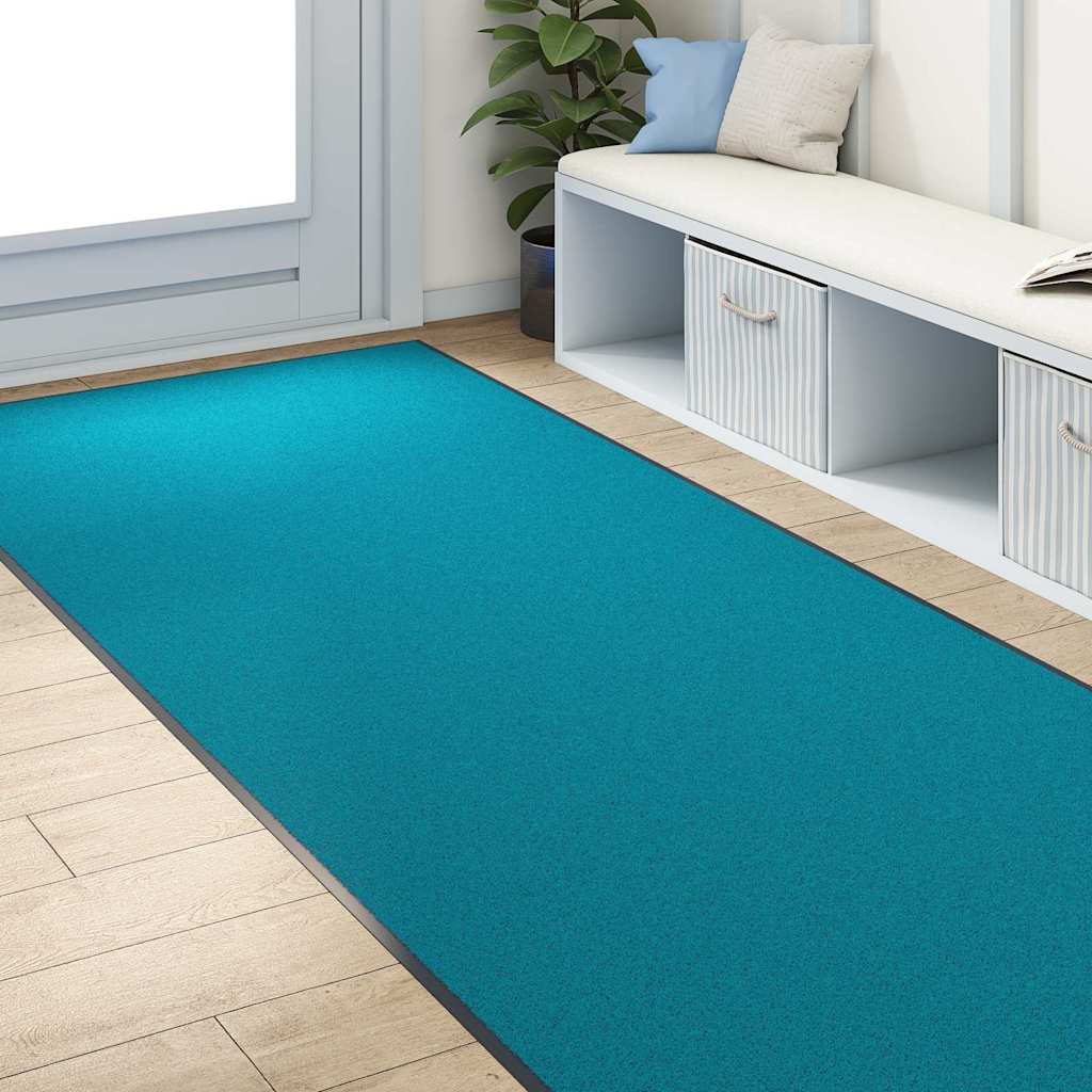 Doormat Other Cyan and Black 120 x 250 cm Polyamide and PVC