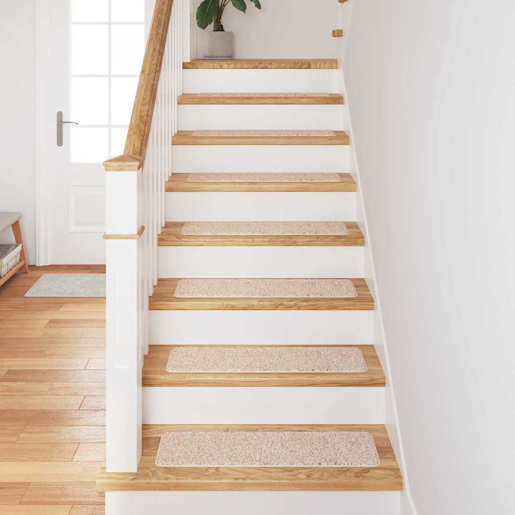 Anti-slip Stair Mats Rectangular 15 pcs Cream 75 x 20 cm PP
