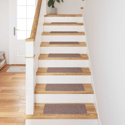 Anti-slip Stair Mats 15 pcs Light brown 60 x 25 cm PP