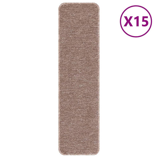 Anti-slip Stair Mats 15 pcs 75 x 20 cm Light brown PP