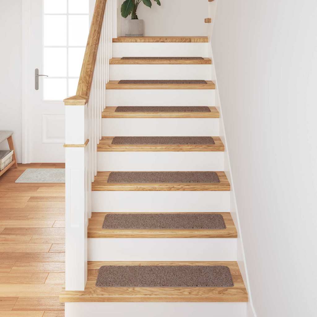 Anti-slip Stair Mats Latex backing 15 pcs Brown 75 x 20 cm PP