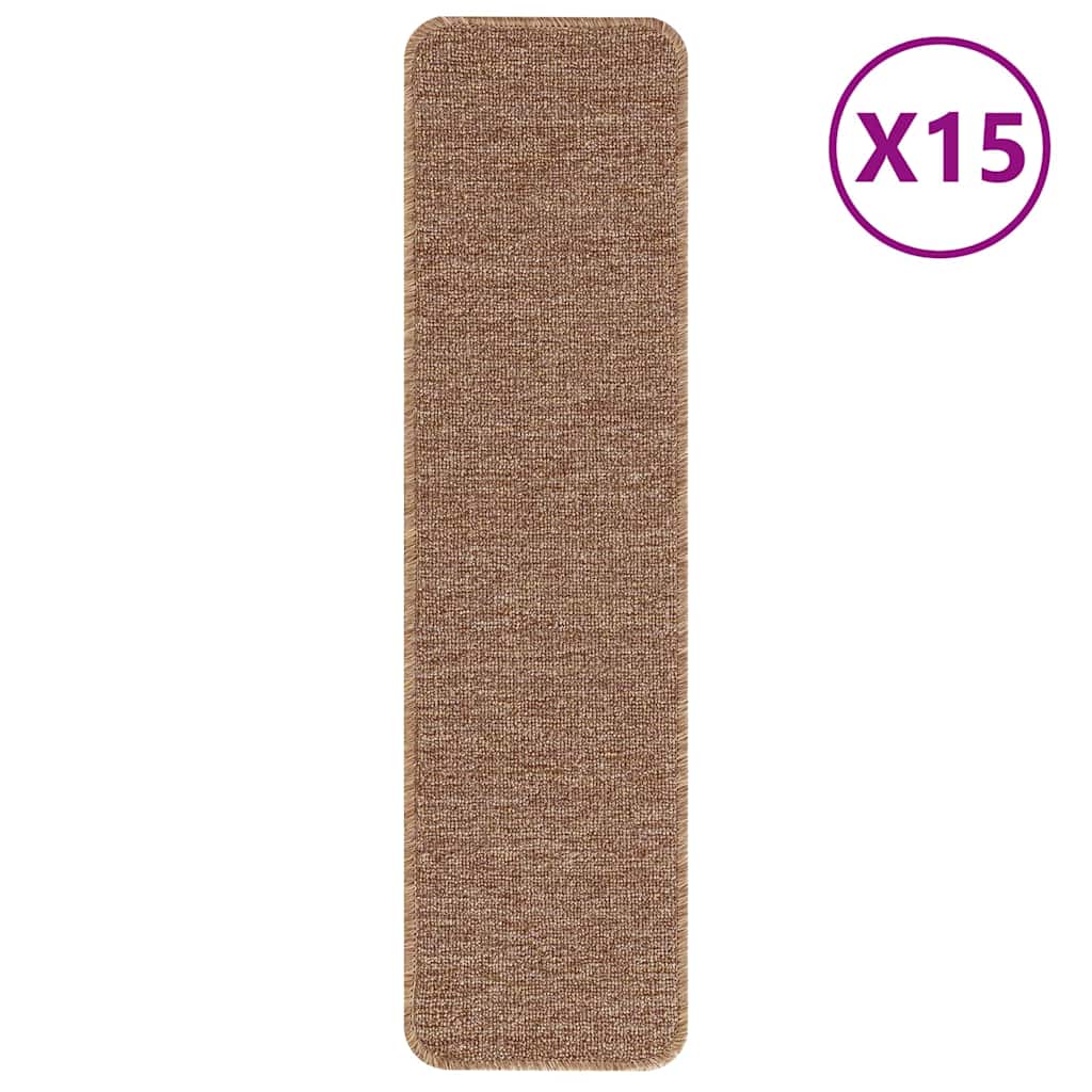 Anti-slip Stair Mats Latex backing 15 pcs Yellow 75 x 20 cm PP