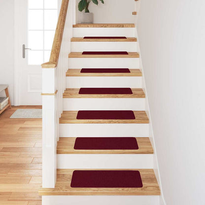 Anti-slip Stair Mats 15 pcs Bordeaux 60 x 25 cm PP