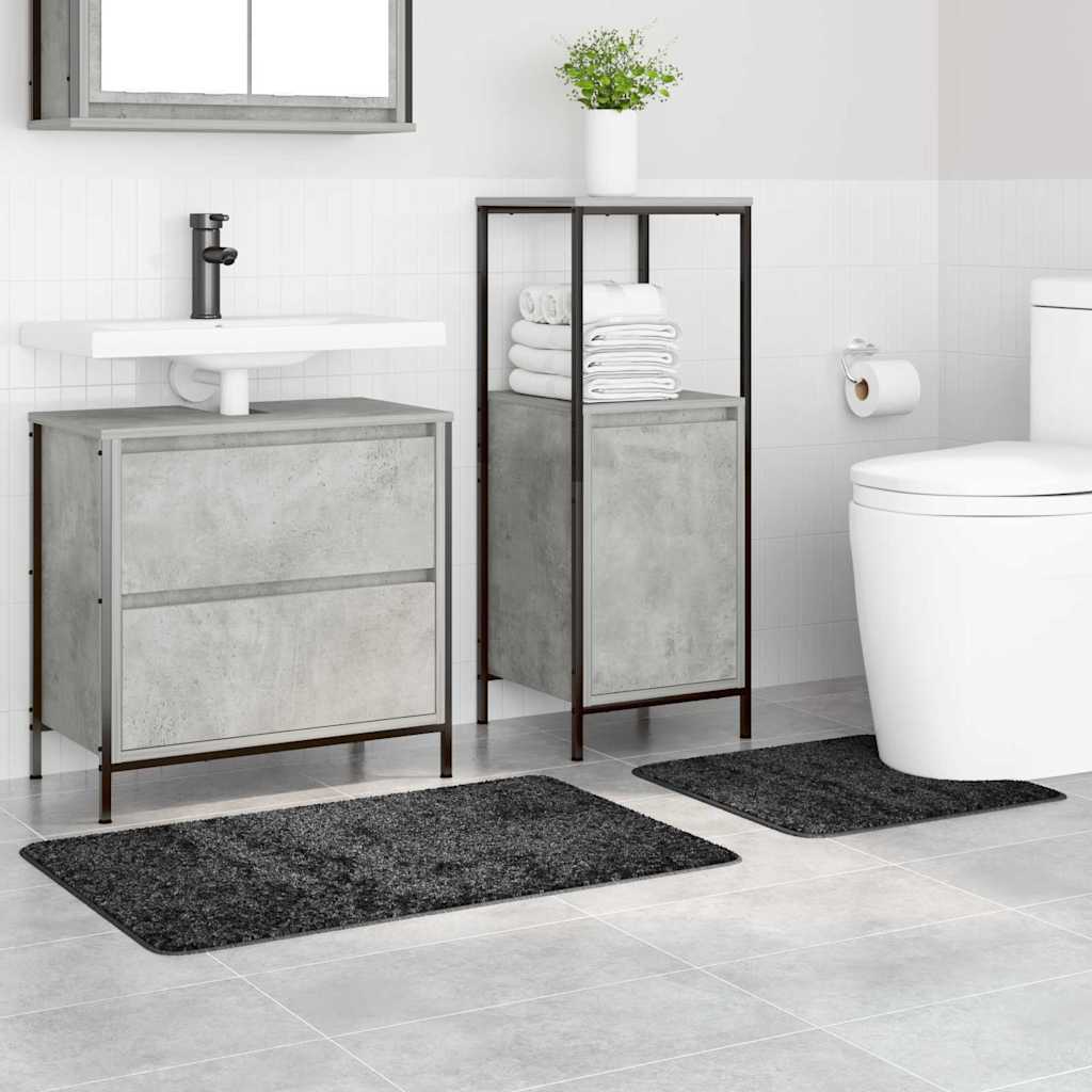 Anti-slip Bath Mat Set 2 pcs Dark Grey PP