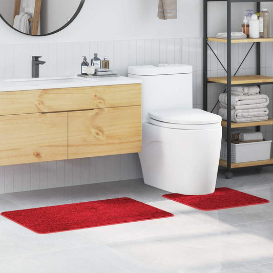 Anti-slip Bath Mat Set 2 pcs Red 50 x 50 cm PP