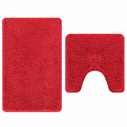 Anti-slip Bath Mat Set 2 pcs Red 50 x 50 cm PP