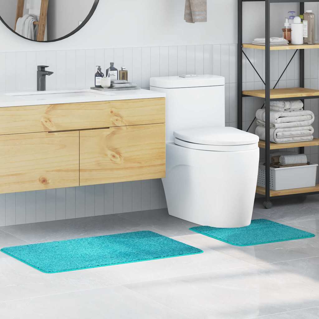 Anti-slip Bath Mat Set 2 pcs Turquoise PP