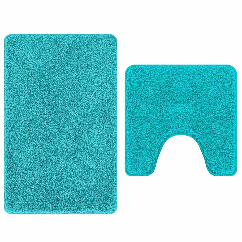 Anti-slip Bath Mat Set 2 pcs Turquoise PP