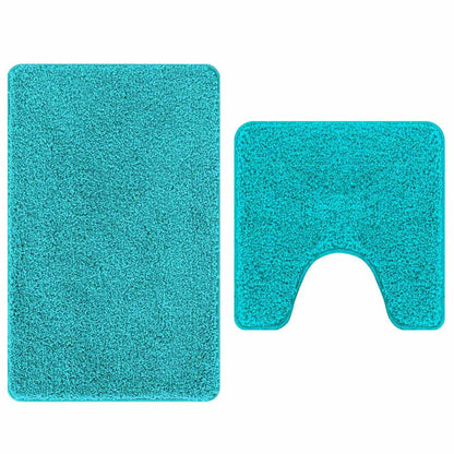 Anti-slip Bath Mat Set 2 pcs Turquoise PP