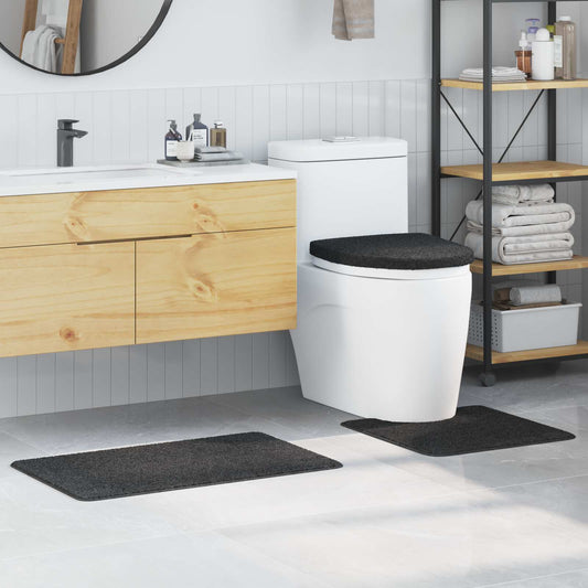 Anti-slip Bath Mat Set 3 pcs Dark grey 50 x 80 cm PP