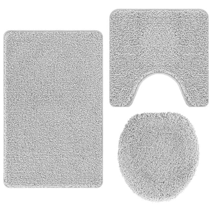 Anti-slip Bath Mat Set 3 pcs Grey PP