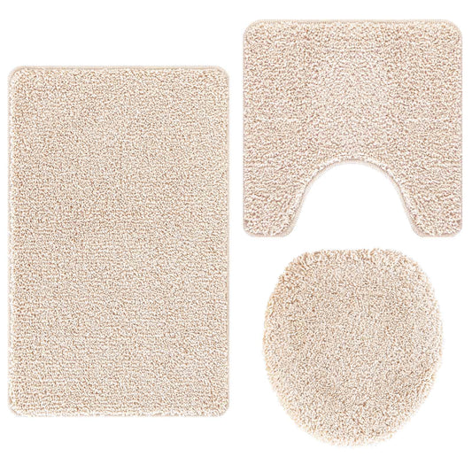 Anti-slip Bath Mat Set 3 pcs Cream 50 x 80 cm PP