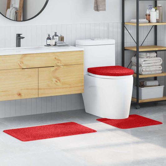 Anti-slip Bath Mat Set 3 pcs Red 50 x 80 cm PP