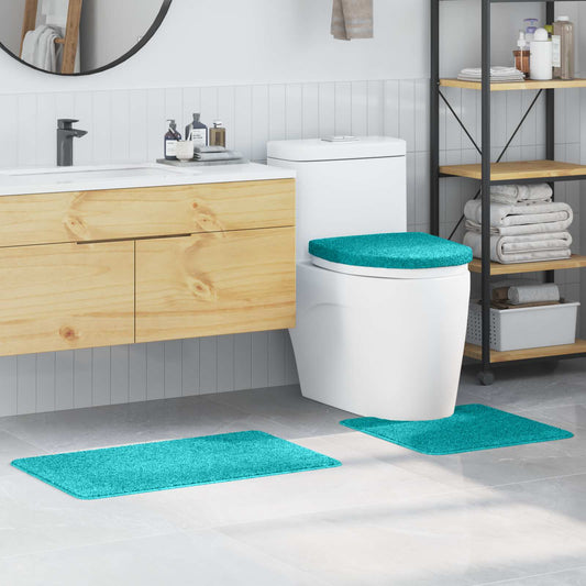 Anti-slip Bath Mat Set 3 pcs Turquoise 50 x 80 cm PP