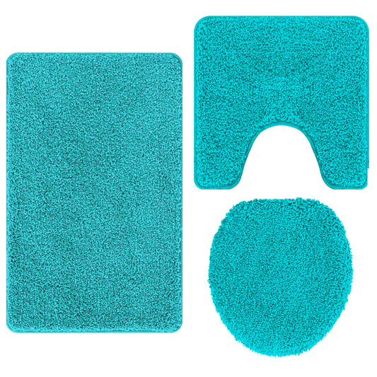 Anti-slip Bath Mat Set 3 pcs Turquoise 50 x 80 cm PP