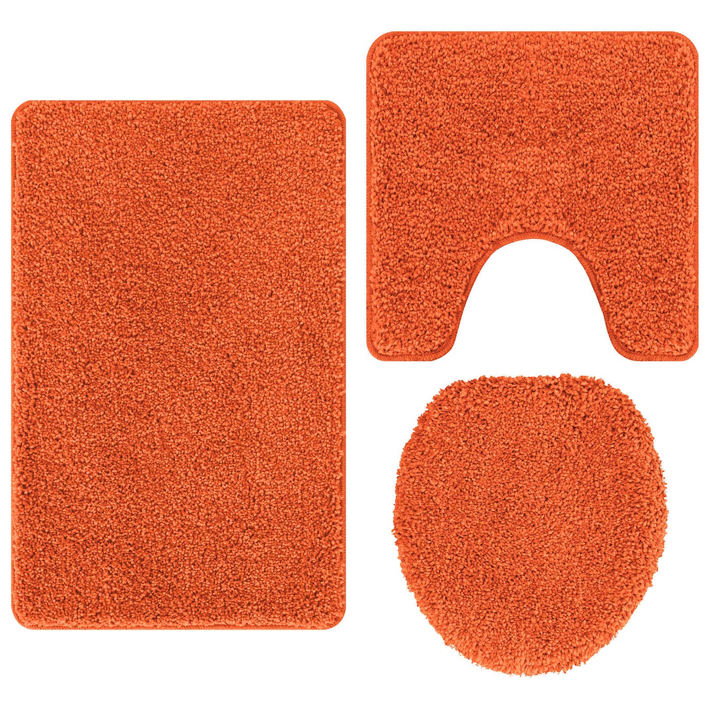 Anti-slip Bath Mat Set 3 pcs Orange PP