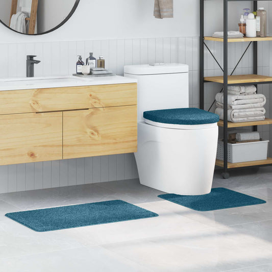 Anti-slip Bath Mat Set 3 pcs Blue 50 x 80 cm PP
