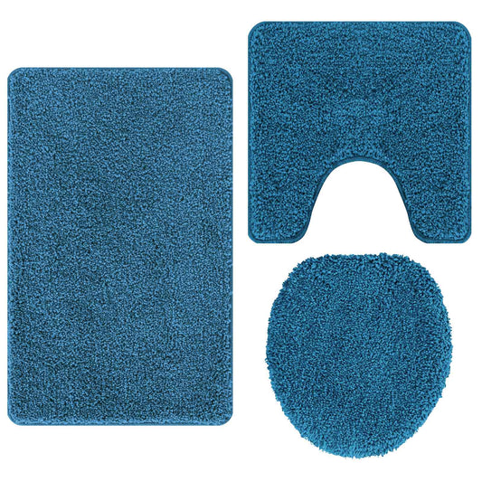 Anti-slip Bath Mat Set 3 pcs Blue 50 x 80 cm PP