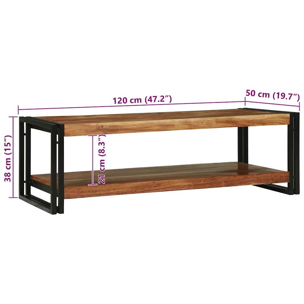 Coffee Table Brown 120 x 50 x 38 cm Solid Acacia Wood