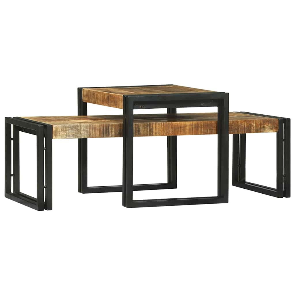 Coffee Table 2 pcs Brown 48 x 40 x 40 cm Solid Mango Wood