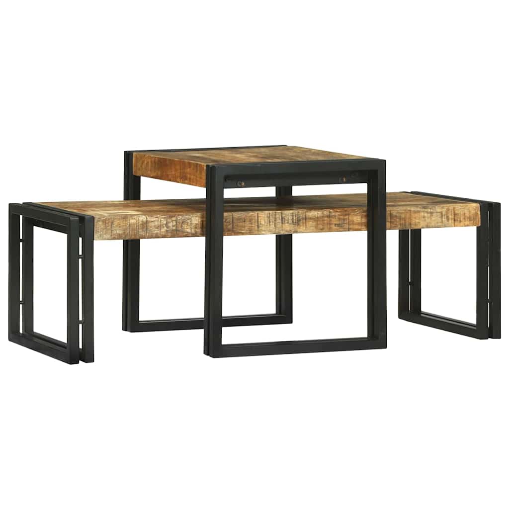 Coffee Table 2 pcs Brown 48 x 40 x 40 cm Solid Mango Wood