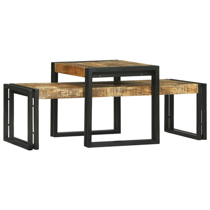 Coffee Table 2 pcs Brown 48 x 40 x 40 cm Solid Mango Wood