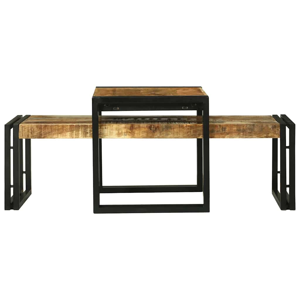 Coffee Table 2 pcs Brown 48 x 40 x 40 cm Solid Mango Wood